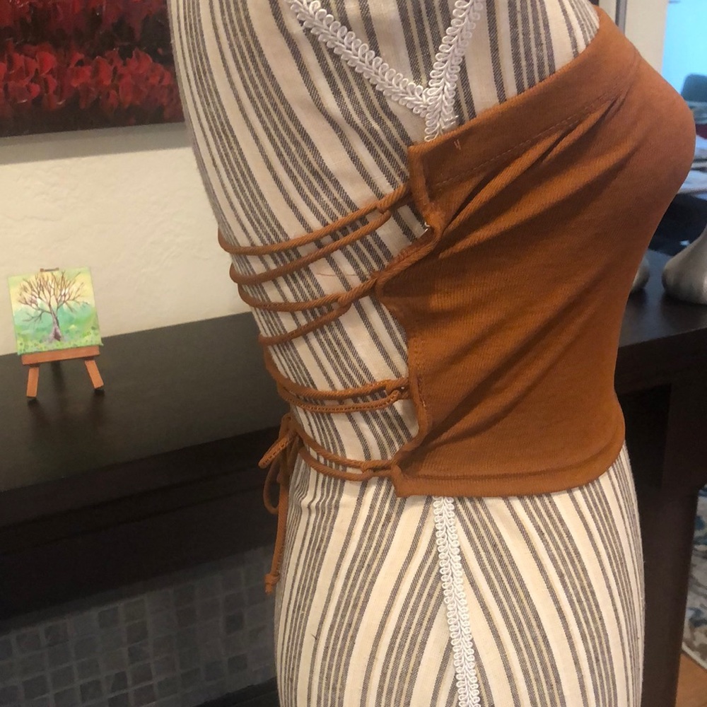 Lace up back tube top